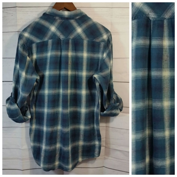 Quiksilver S Blue Plaid Flannel Button-Down Shirt - Picture 6 of 9